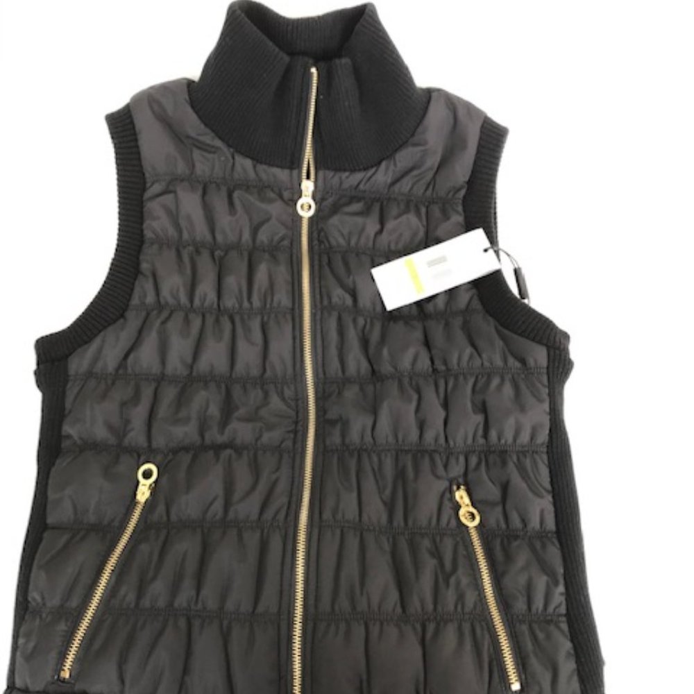 Calvin Klein black fashion vest with gold accents; size small New With Tags